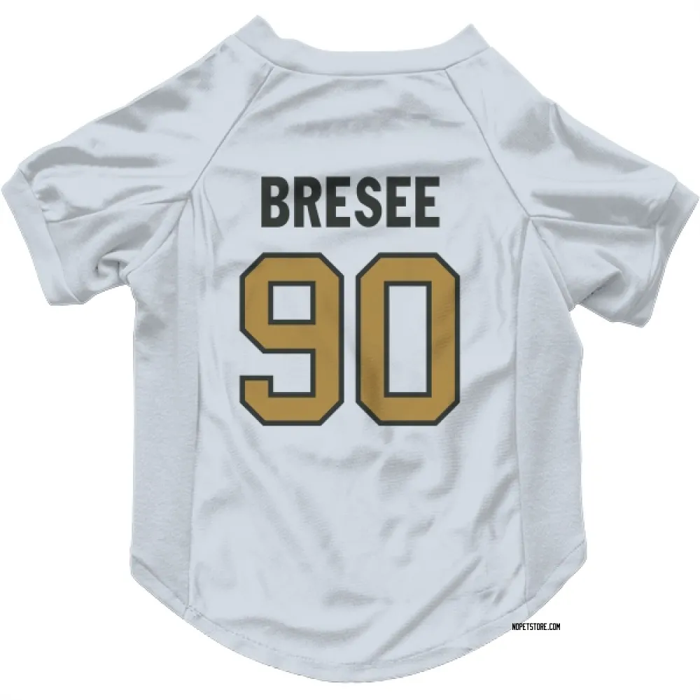 New Orleans Saints Bryan Bresee White Gold Pet Jersey for Dog & Cat