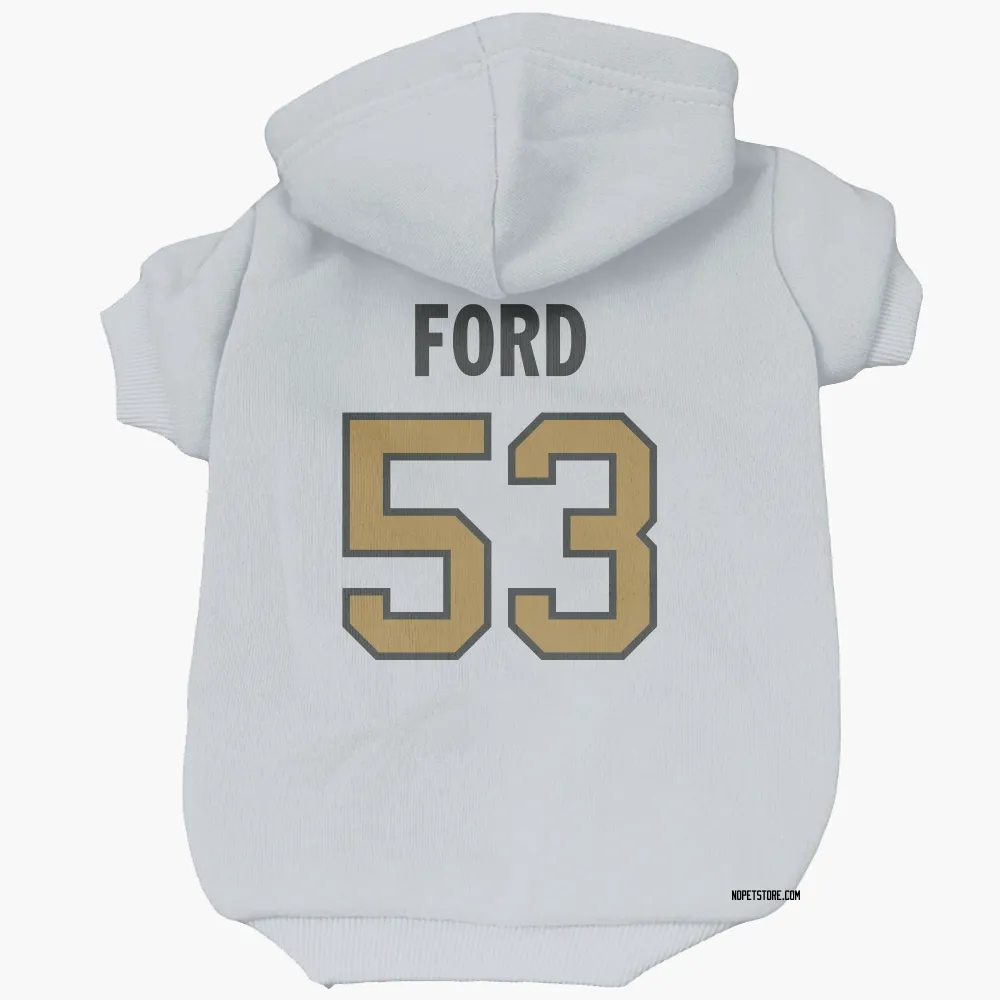 New Orleans Saints Jaylan Ford White Gold Pet Hoodie for Dog & Cat