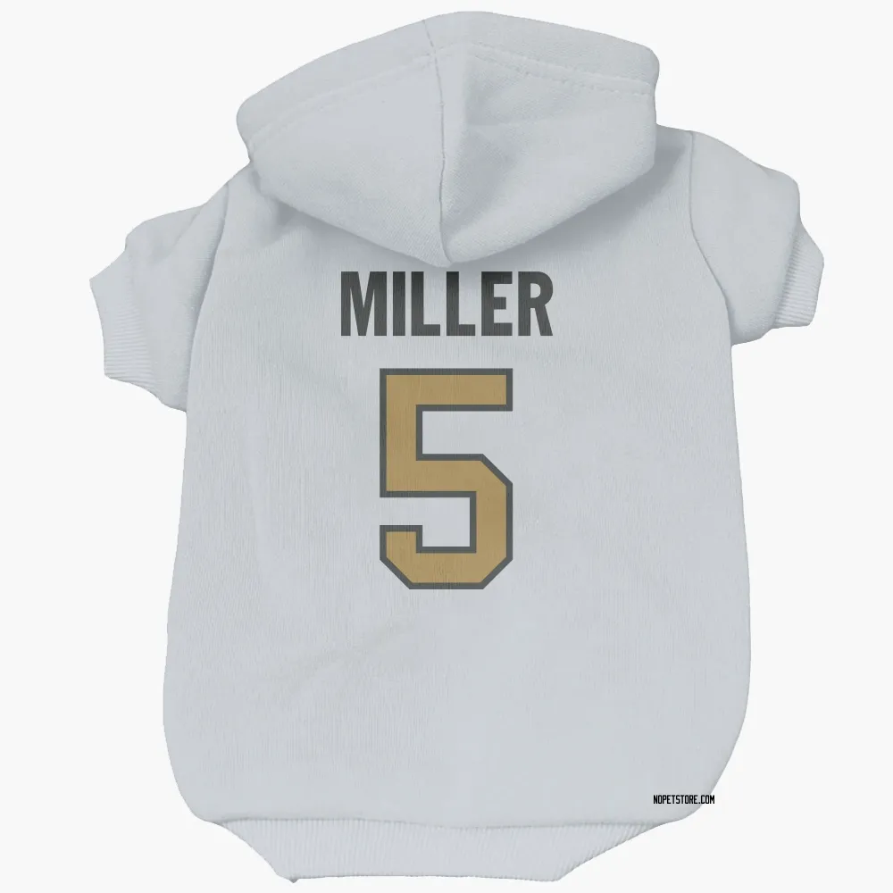 New Orleans Saints Kendre Miller White Gold Pet Hoodie for Dog & Cat