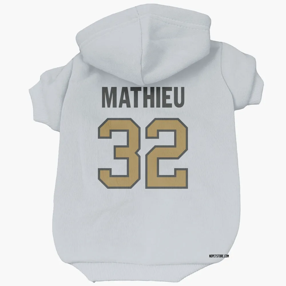 New Orleans Saints Tyrann Mathieu White Gold Pet Hoodie for Dog & Cat